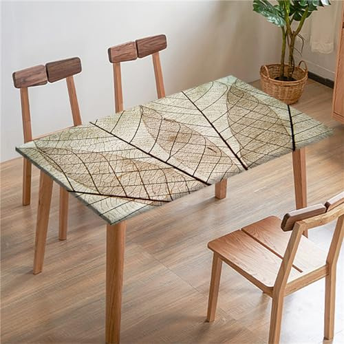 Morbuy 3D Rechteckige Elastische Tischdecke, Rechteckig Tischdecke mit Gummizug Spanntischdecke Gartentischdecke für Picknick Camping Partys (Weinleseblatt 9,6FT/183x77cm)