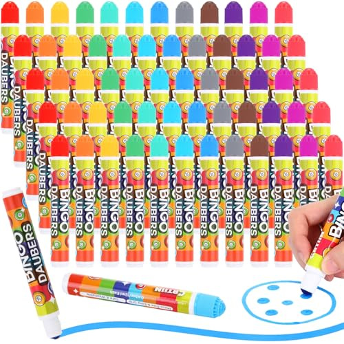 Crtiin 60 Pack Bingo Daubers Dot Markers Supplies Art Coloring,12 Colors