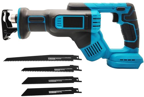 Scie Sabre Sans Fil 18V, Vitesses Réglables 0-3000SPM, Scie à Guichet Légère Sans Fil, 4 lames, Idéal pour Coupe de Bois, Branches, Métal (sans batterie)