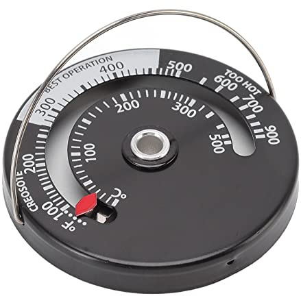 Tragbares magnetisches Ofenthermometer, Zeiger aus massivem Messing, rundes Kaminthermometer für zu Hause