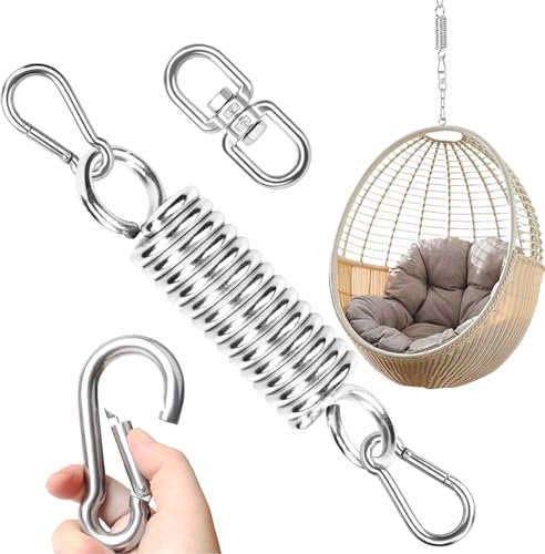 Huanmin molla oscillante per poltrona sospesa, carico fino a 250 kg, poltrona sospesa con 2 moschettoni e ganci girevoli a 360°, sospensione per sacco da boxe, hammock, yoga