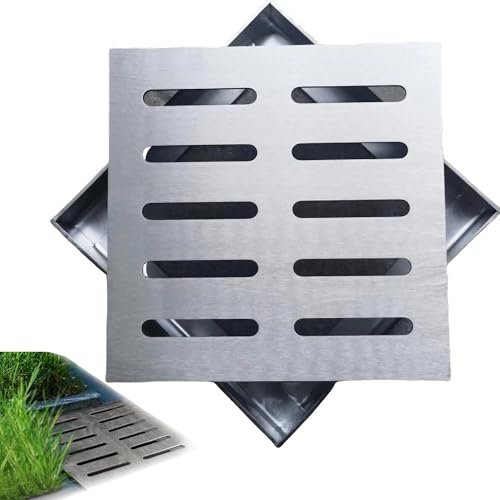 YSPZDQ 304 Inoxidable Tapa Desague Terraza, Rejilla Sumidero Piscina, Cubierta de Drenaje ai Aire Libre, Rectángulo Rejilla Canal, Rejilla de Alcantarillado para Terraza, Jardin, Piscina(20x20x2cm)