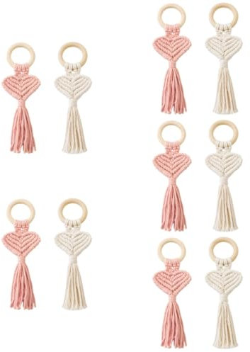 Cabilock 3 Sätze Serviettenknopf Aus Holz Retro-küchentisch Makramee Rustikale Serviettenringe Babyring Dekorationen Für Hochzeitszeremonien Boho- Geschirr Baumwollfaden 2 Stück * 3