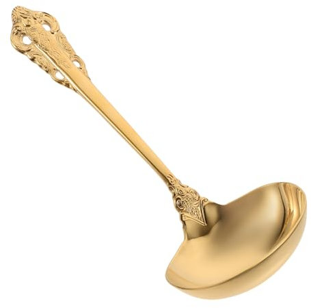 COLLBATH Louche Dorée Acier Inoxydable Poignée Ergonomique Antidérapante Cuillère à Soupe Multifonctionnelle Pour Cuisine Restauration Restaurant