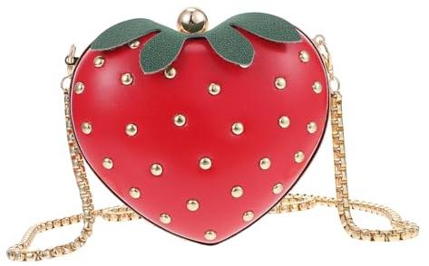 CONGARTENO Erdbeerförmige Schultertasche aus Pu Rot Kawaii Damentasche mit Viel Platz für Alltag und Feiern Erdbeer Kostüm Accessoires