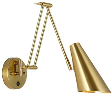KINLAMS Verstellbare LED Wandleuchte Moderne Wand-Leselampen Joystick Leselampe Wandleuchte Schalter Strahler Innen Wandleuchte Nachttischlampe Faltlampe Wohnzimmer Beleuchtung (Golden)