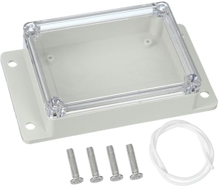 PATIKIL 115x85x35mm Junction Box, Electrical Enclosure Box ABS Plastic Waterproof Outlet Plug Cover Cord Protector with Mounting Plate for Outdoor Indoor, White/Transparent