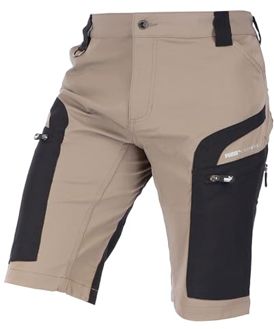 PUMA Workwear Pro-One Cargo Shorts Herren Sommer Arbeitshosen Männer Kurze Hosen Bermuda Shorts Outdoor Hosen Wanderhose leichte Trekkinghose mit 4-Wege Stretch - Desert Brown in L