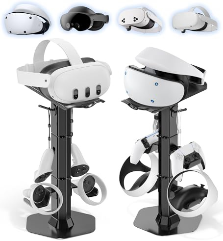 Kopfhörer & Controller Halter mit VR Headset Halterung für den Schreibtisch, universeller Gaming Controller und Kopfhörer Ständer für PS5/Xbox/PSVR2/Meta Quest Pro/3/2 mit Kabel Organizer