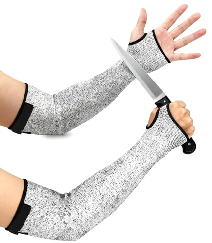 VUTYNKO Guantes largos de protección para brazos, para mujer y hombre, clase 5, resistentes a los cortes, protección para antebrazos con hebilla adhesiva, elástica, transpirable, para jardinería