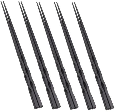 Gatuida 5 paires Lot Baguettes Japonaises Alliage Résistant Chaleur Antidérapantes et Réutilisables pour Cuisine et Restaurant Fibres de Lavables Au Lave-vaisselle