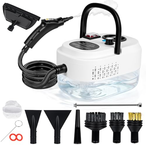 Limpiador de Vapor Portátil 2500W 3.5Bar - Depósito 1200ml, 6 Niveles Ajustables, Calentamiento 15s, Temperatura 105°C - Elimina Grasa, Bacterias y Suciedad Profunda