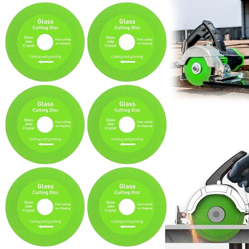 6PCS Glass Cutting Disc,Rock Slab Grinding Disc 100x22.23mm,Tile Cutting Disc for Angle Grinder,Professional Diamond Discs Tile Cutting Discs for Glass Tiles Porcelain Ceramics Jade Crystal