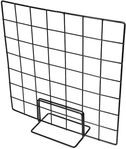 PAMINGONO Expositor de Rejilla Metálica de 35x35 Cm para Escritorio Base Pequeña Negra, Estante Organizador para Exhibición de Fotos, Joyas y Objetos Decorativos en Ferias y Tiendas