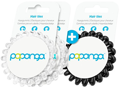 Original Papanga® Spiral Haargummis, 2+1 Vorteils-Pack, Classic Edition, Größe: Big, Farben: 2 x Diamond + 1 x Black