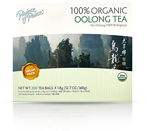 Prince of Peace 100% Organic Oolong Tea, BEST VALUE Family Size, 200 Tea Bags