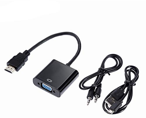 HDMI zu VGA Adapter Konverteradapter von Stecker zu Buchse 1080P Digital zu Analog Video Audio für PC Laptop Tablet,Black