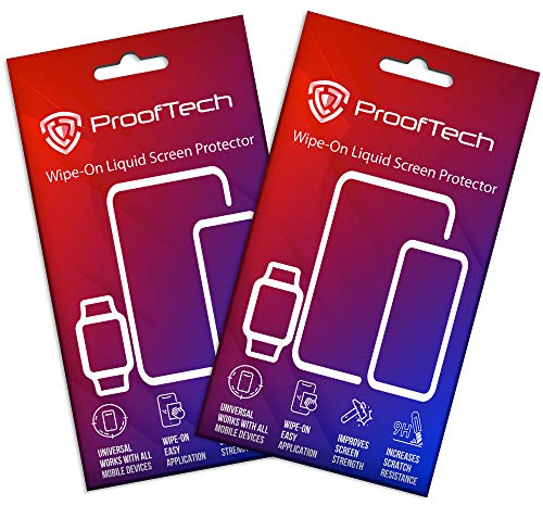 ProofTech Liquid Glass Screen Protector - Wipe On Scratch and Crack Resistant Nano Protection for All Phones Tablets Smart Watches Universal (2 Pack)