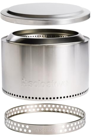 Solo Stove Yukon Essential Bundle 2.0 | Incl. Smokeless Fire Pit, Stand, Lid, Camping Accessories, Portable for Wood Burning, Removable Ash Pan, Stainless Steel, 68,5 x 50,5 cm, 18,3 kg