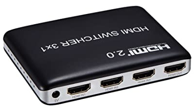PremiumCord HDMI 2.0 Switch 3:1 mit Fernbedienung, Ultra HD 4K 2160p 60Hz, Full HD 1080p, 3D, ARC, HDCP 2.2, Kunststoffgehäuse, Farbe schwarz