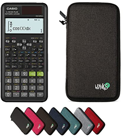 Casio fx-991ES Plus 2nd Edition with WYNGS Protective Case Dark Grey - Scientific Calculator - Basic Set
