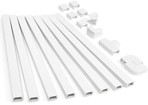 ZhiYo Kabelkanal für TV, streichbar, 320 cm (8x40 cm), Weiß, unsichtbar | 40x2,4x1,4 cm, weiß, überstreichbar. Unsichtbare TV-Kabelführung. Für HDMI/Strom. Zuschneidbar.
