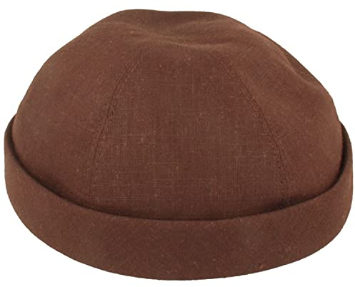 Bullani Sommer Docker-Cap Dockermütze Seemannsmütze 100% Leinen Braun - Gr- 56
