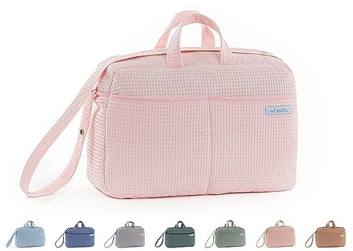 mi bollito Crossbody Sac de maternité pour poussette et hôpital Sac de rangement pratique et élégant de grande capacité Produit fabriqué en Espagne, rose clair, Taille unique