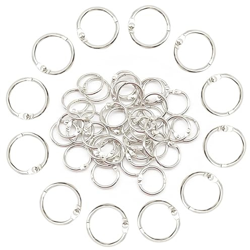 Hocansen 40 PCS Binder Rings 15mm Loose Leaf Binder Rings Index Card Rings Small Book Rings Metal Round Binding Rings for Flashcard,Paper,Key (15mm/YH)