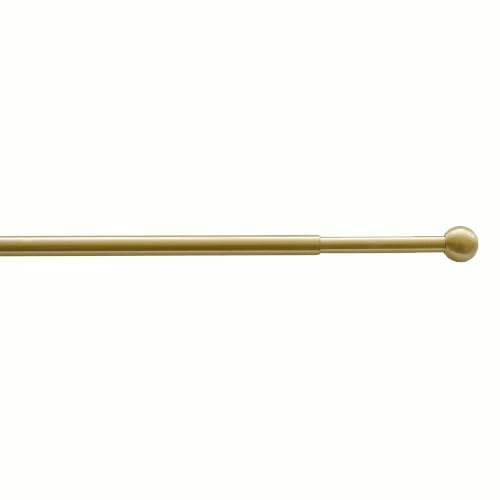 Vitragenstange rund 8 mm mit Kugelendknopf aus Messing, Gardinenstange ausziehbar 1 Stück mit Haken (80-100 cm, messing matt)