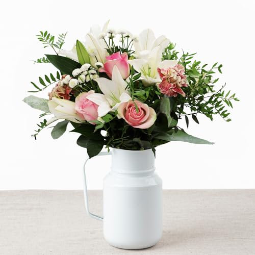 Pretty in Pink Flower Bouquet - Luxurious Hand-Tied Fresh Flowers, Perfect for Celebratory Occasions, Wedding, Anniversary, Graduation, Birthday, Gift Wrapped with Free Message Card