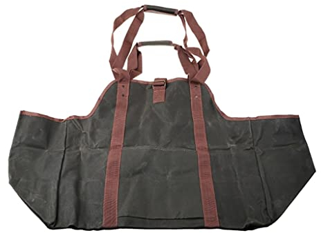 Robuste Wachs-Leinwand-Holztasche für den Außenbereich, wasserdicht, große Feuerholz-Aufbewahrung (wie abgebildet, Einheitsgröße)