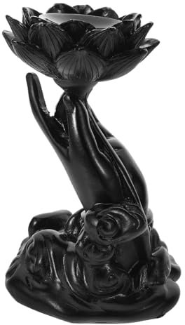 Warmhm Lotus Buddha Hand Crystal-ball Holder Resin Craft Zen Garden Accessory Chinese Garden Ornament