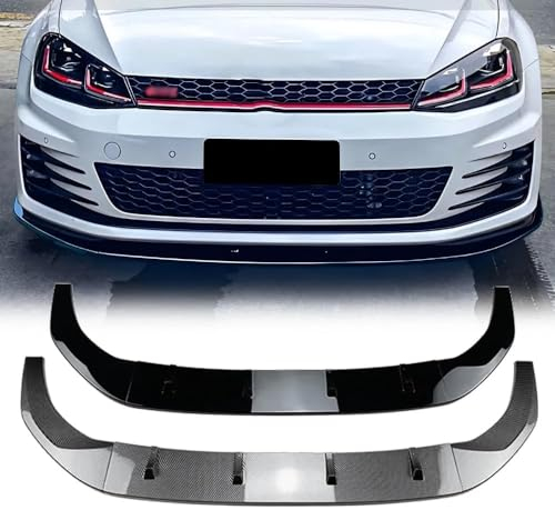 LiuROSE Auto Frontspoiler für VW Golf 7 MK7 MK7.5 GTI GTD R Rline 2012-2017,Auto Frontstoßflosse Spoiler Canards Lippe Vorne Unten Stoßstangen Protector,A-Carbon Look