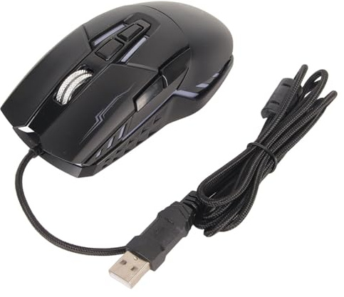 Souris de Jeu Filaire, Souris Ergonomique, Souris D'ordinateur Optique USB avec Rétroéclairage RVB, 4 DPI Réglables jusqu'à 3200, 6 Boutons, Forme de Voiture de Sport (Black)