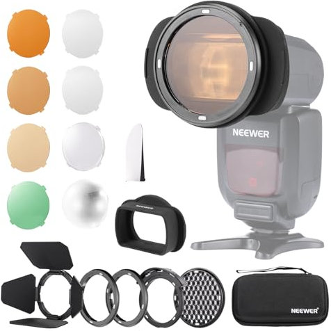 NEEWER Silicone Square Flash Head Adapter Ring with Magnetic Round Flash Head Accessory Color Gel Kit for Z880 Z760 NW760 NW700 NW620 NW635II TT560 Square Head Speedlite, CRM3