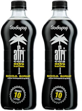 Sodapop Sirup afri Cola 25, Extraportion Koffein, schnell & einfach zubereitet, 1 Flasche ergibt 10 L Fertiggetränk, 500 ml (Packung mit 2)