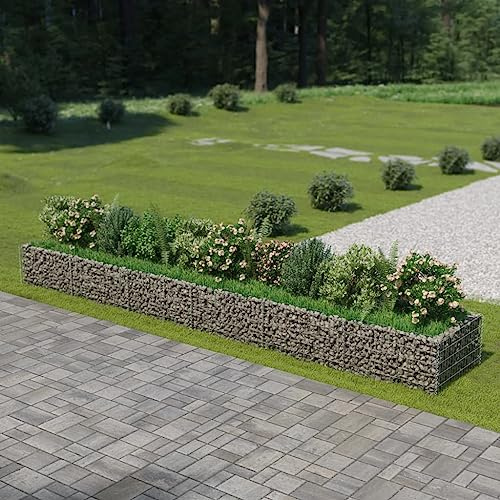 AUVYI Steinkorb Gartendeko 540x90x50 cm Gabionen Hochbeet Gabionenwand Terrasse Pfosten Gartenzaun Stabile Konstruktion GabionenSäule Steingabionen Gabionenkörbe Pflanzenwand Verzinkter Stahl