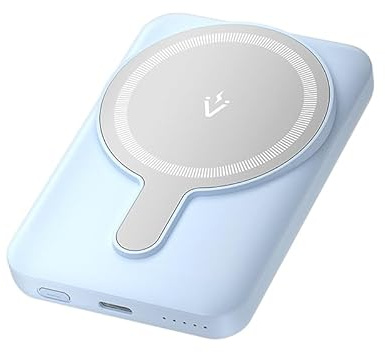 Vention 5000 mAh Magnetic Wireless Power Bank, 20 W Fast Charging Portable Charger with USB-C & Wireless Charging, White LED Indicator, Compact for iPhone/Samsung/AirPods (Blue)
