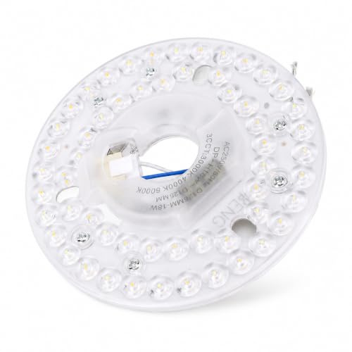 SENECESLI Panneau de Remplacement de Lumière du Ventilateur Plafond 18W, Kit d'éclairage à LED 4,92 Pouces, 3CCT 3000K 4000K 6000K, 100-5%, 3 Couleurs Dimmables (230V)