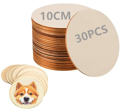 Dischi Legno,30 Pezzi Legno Grezzo Sottile Ovale,Decorazioni Rotondi,Dischi10 cm,Tronco Decorativo per Pittura,Matrimonio,Decorazioni Natalizie,Fai Da Te,Scritte
