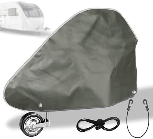 Copertura per timone per roulotte, grande, 130 x 75 cm, con gancio elastico, universale, impermeabile, copertura per timone XXXL, colore grigio per roulotte e auto