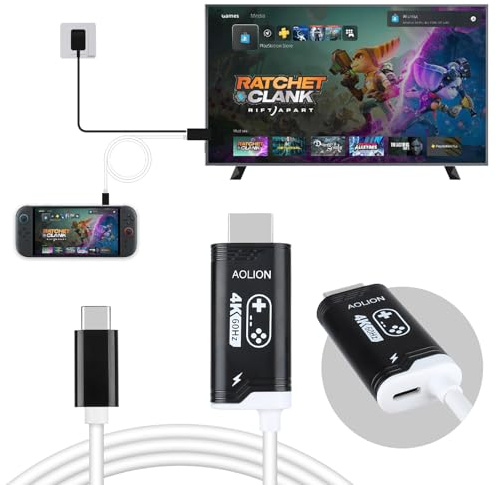 Raryars 4K 60Hz PD100W USB C auf HDMI Kabel nur für Nintendo Switch 2/Switch/Steam Deck/ROG Ally/Laptop 2m/6.6FT, Portable USB-C auf HDMI ersetzt Original Switch Dock für TV Screen Mirroring, Schwarz