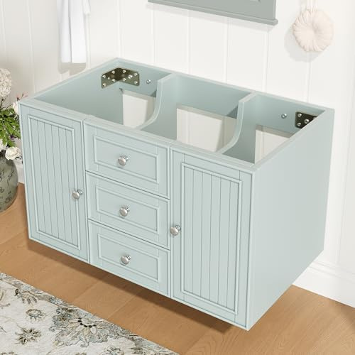 NovaFurnish Armadio per lavabo, mobile da bagno con 3 cassetti, molto spazio, lavabo sospeso, stile moderno, per bagno (verde, 78,5 x 46 x 46,8 cm)