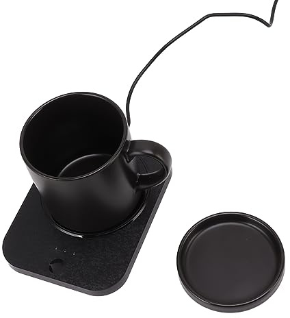 EMUKOEP Café électroclowner, Intelligent, 55 ℃ Chauds Constants, Alimentation USB, Boisson Chaude avec Tasse en Céramique pour le Bureau, 5 V (Noir)