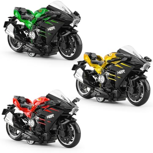 FCXVXCL Modèle Moto Lot de 3 Véhicules À Moteur Moto Modèle Réduit Voiture Jouets en Alliage Haute Simulation Objets De Collection Reproduction Cadeau De FêTe d'anniversaire