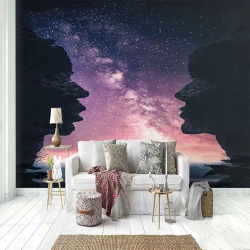 XLMING Stéréoscopie Violette Nuit Étoilée Art Abstrait Des Personnes 3D Papier Peint Luxe Décoration Manger Adulte Intérieure Salon Canapé Chambre Fond TV Mur-150cm×105cm
