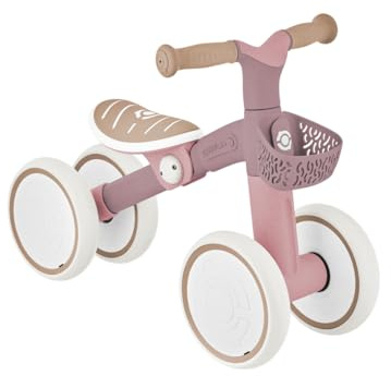 Globber Baby learning Balance Bike Walking Ride On Stable 4 Wheels- For Infants 12 Months to 3 Years - Adjustable Seat - 2 Year Warranty Warranty (Berry)