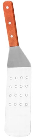 MOLUCKFU Spatule à Barbecue en Acier Inoxydable avec Manche en Bois, Légère et Portable, pour Maison et Hôtel, pour Pancakes et Tartes Argentées