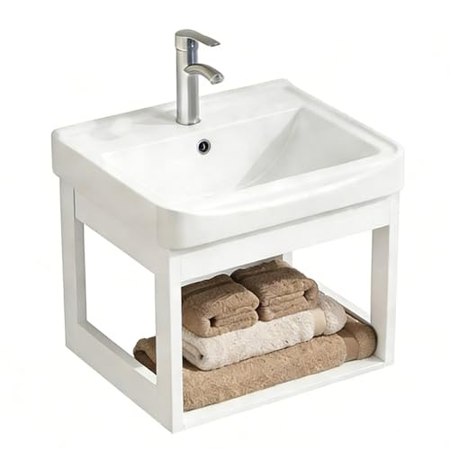 RDEADPNA Mobile Bagno sospeso con Lavabo da Appoggio，Mobile da Bagno con Rubinetto ，Armadietto da Bagno Stile Moderno，per Lavanderia e Camera da Letto(19.6 * 13.7 * 14.1)